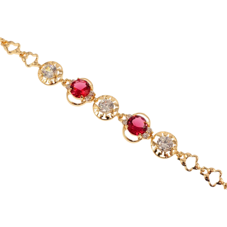 Браслет Xuping M&L Цвет 18К Романтизм с малиновыми кристаллами длинна с доп.замком 17.5,20см х 7мм фото №12
