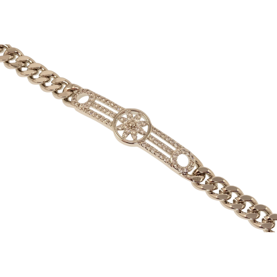 Браслет Xuping M&L Колір Родій Плетіння Панцирне та романтична вставка з цирконієм довжина 18.5см х 6мм фото №1