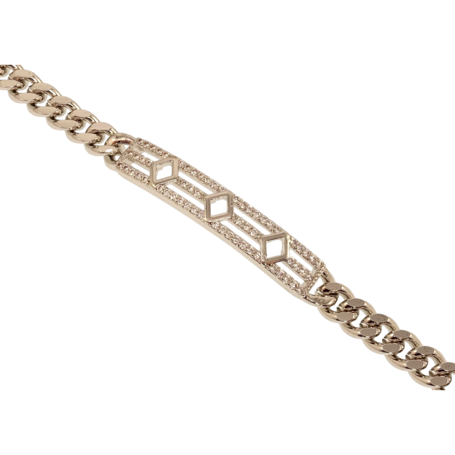 Браслет Xuping M&L Колір Родій Плетіння Панцирне та декоративна вставка з цирконієм довжина 18,5см х 6мм фото №1