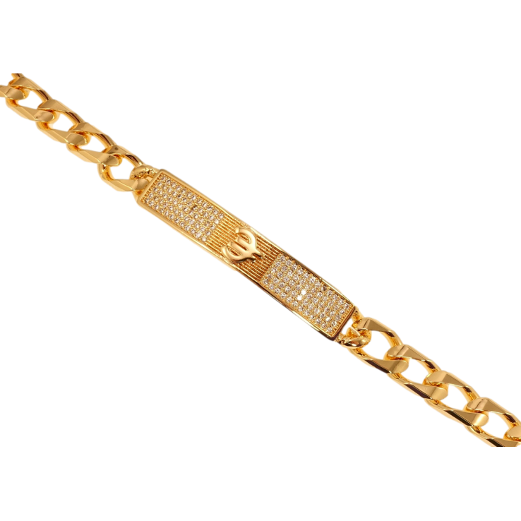 Браслет Xuping M&L Колір 18K Плетіння Панцирне та вставка з цирконієм та значком € довжина 20см х 7мм фото №5
