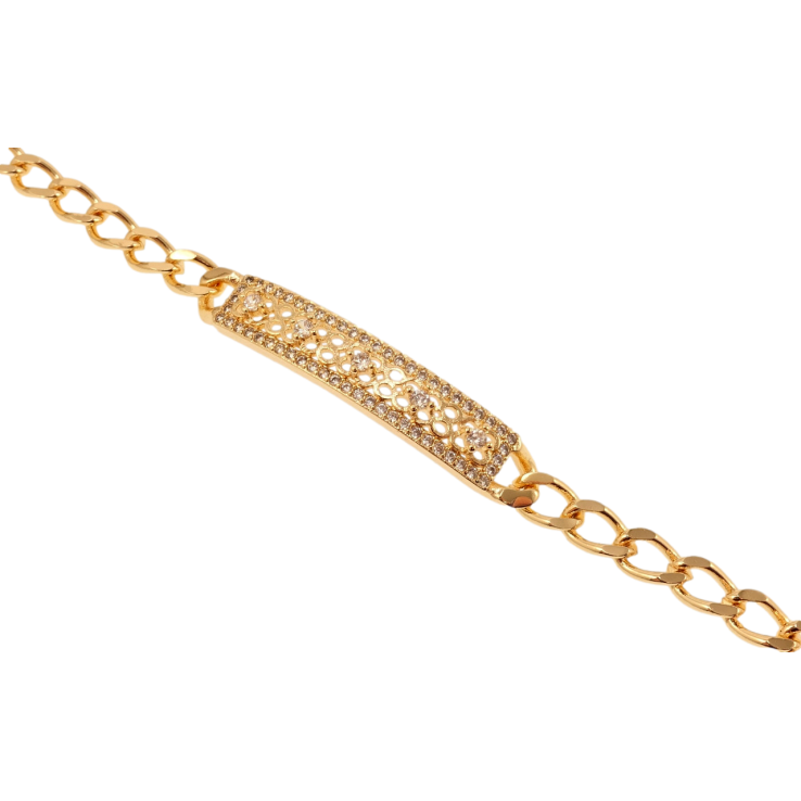 Браслет Xuping M&L Колір 18K Плетіння Панцирне та вставка з цирконієм та різьбленим візерунком довжина 19см х 5мм фото №24