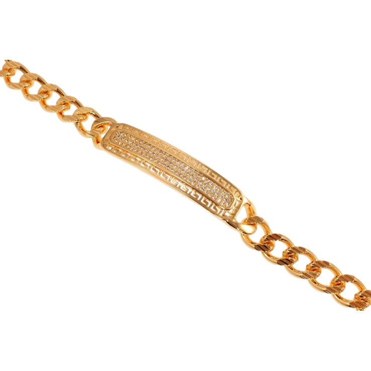 Браслет Xuping M&L Колір 18K Плетіння Панцирне та вставка з цирконієм та меандровим візерунком довжина 19,5см фото №4