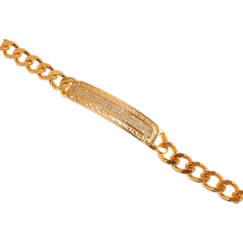 Браслет Xuping M&L Цвет 18K Плетение Панцирное и вставка с цирконием и меандровым узором длинна 19,5см фото №15