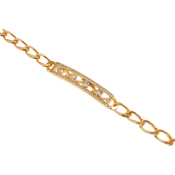 Браслет Xuping M&L Колір 18K Плетіння Панцирне та вставка з цирконієм та різьбленим візерунком довжина 18.5см фото №25