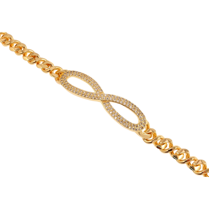 Браслет Xuping M&L Колір 18K Плетіння Вісімка та вставка нескінченність з цирконієм довжина 20,5см х 7мм фото №1