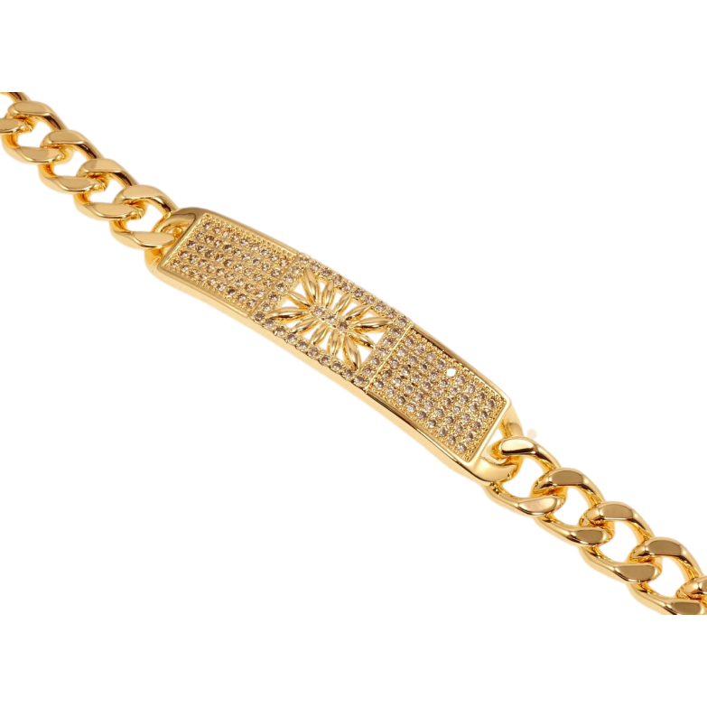 Браслет Xuping M&L Цвет 18K Плетение Панцирное и декоративная вставка с цирконием длинна 19,5см х 8мм фото №1