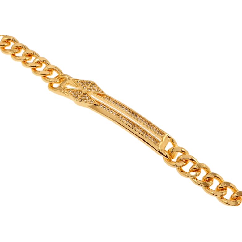 Браслет Xuping M&L Колір 18K Плетіння Панцирне та декоративна вставка з цирконієм довжина 20см х 7мм фото №4