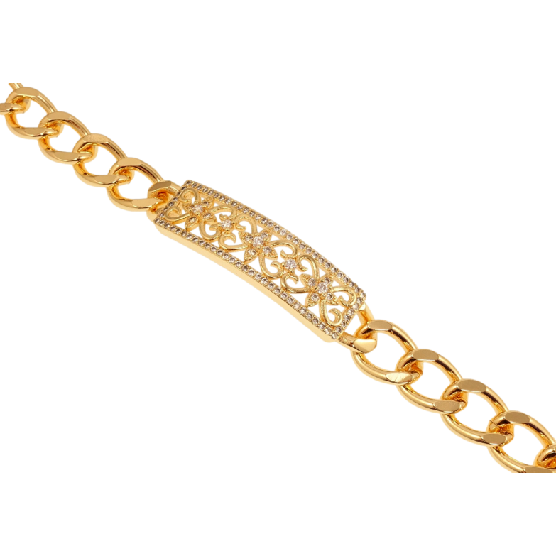 Браслет Xuping M&L Цвет 18K Плетение Панцирное и вставка с резным узором и цирконием длинна 20см х фото №1