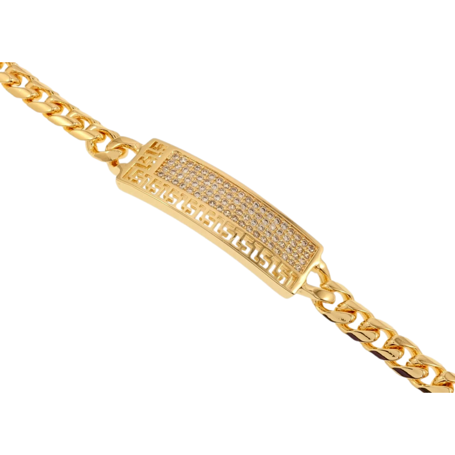 Браслет Xuping M&L Цвет 18K Плетение Панцирное и вставка с греческим узором и цирконием длинна 19см х фото №1