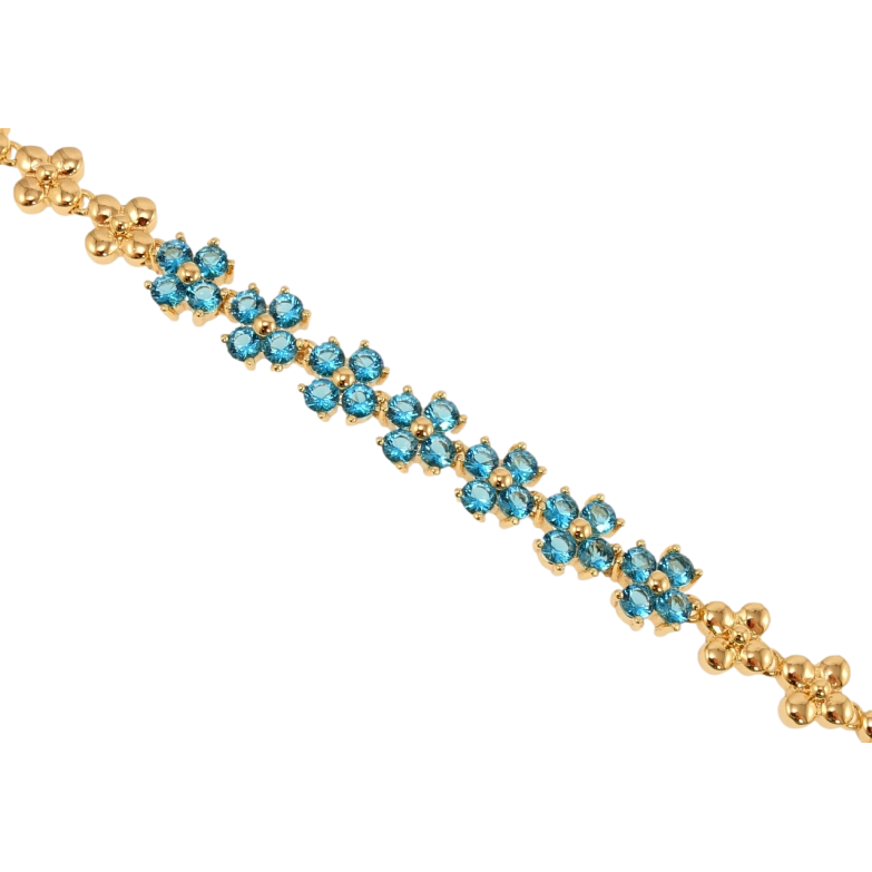 Браслет Xuping M&L Колір 18K Блакитні кристальні квіточки довжина з доп.замком 17.5,20см х 7мм фото №1