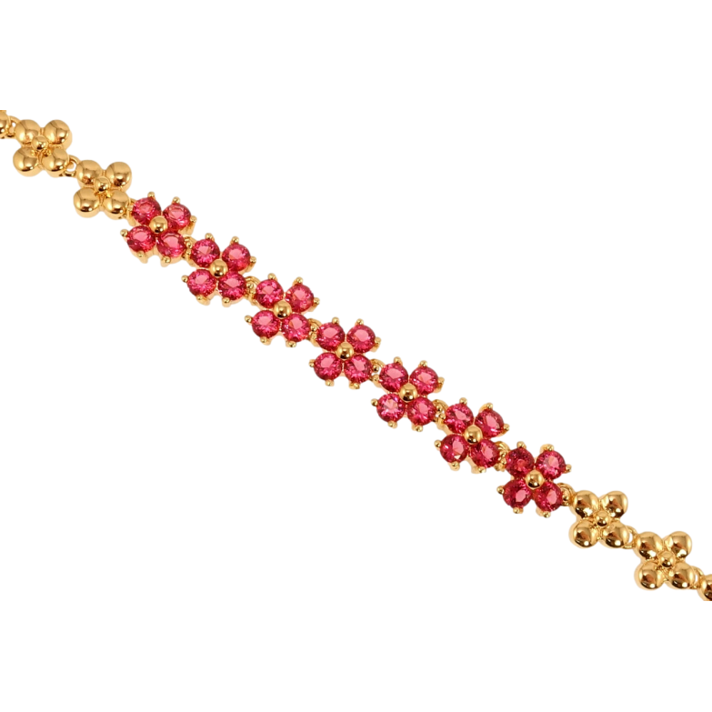 Браслет Xuping M&L Колір 18K Малинові кристальні квіточки довжина з доп.замком 17.5,20см х 7мм фото №16