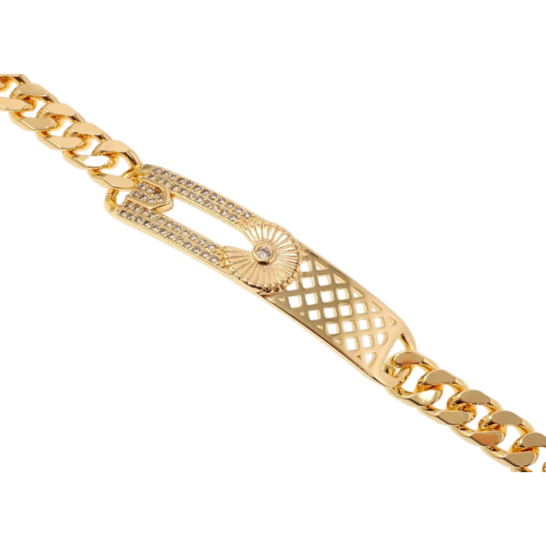 Браслет Xuping M&L Цвет 18K Панцирное плетение с декоративной вставкой длинна 20см х 7мм фото №1