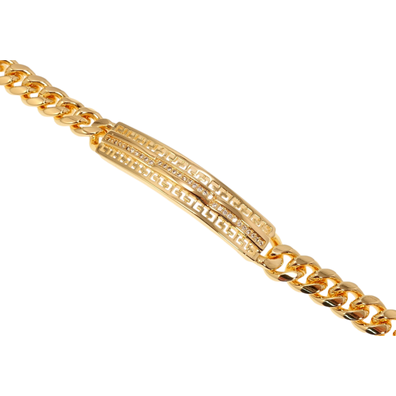 Браслет Xuping M&L Колір 18K Плетіння Панцирне із вставкою меандровий орнамент та цирконій довжина 19,5см фото №13