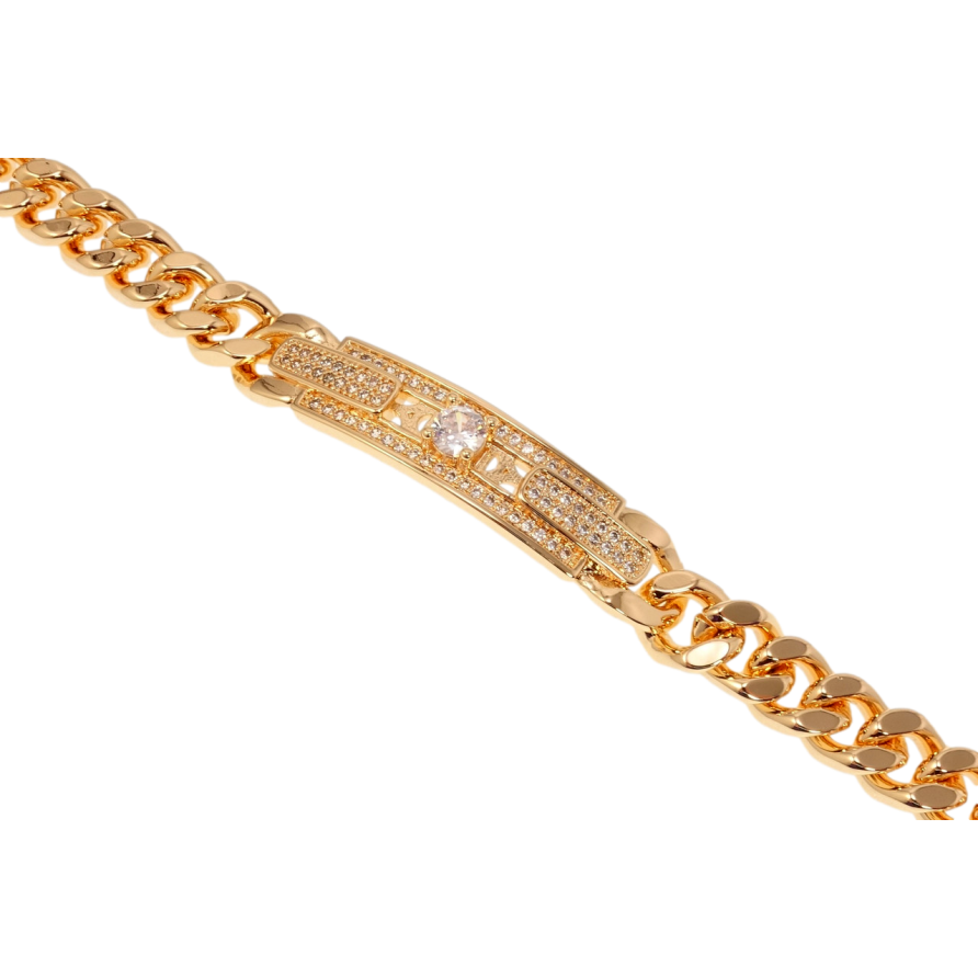 Браслет Xuping M&L Колір 18K Плетіння Панцирне із вставкою орнамент із цирконієм довжина 20,5см х 8мм фото №1