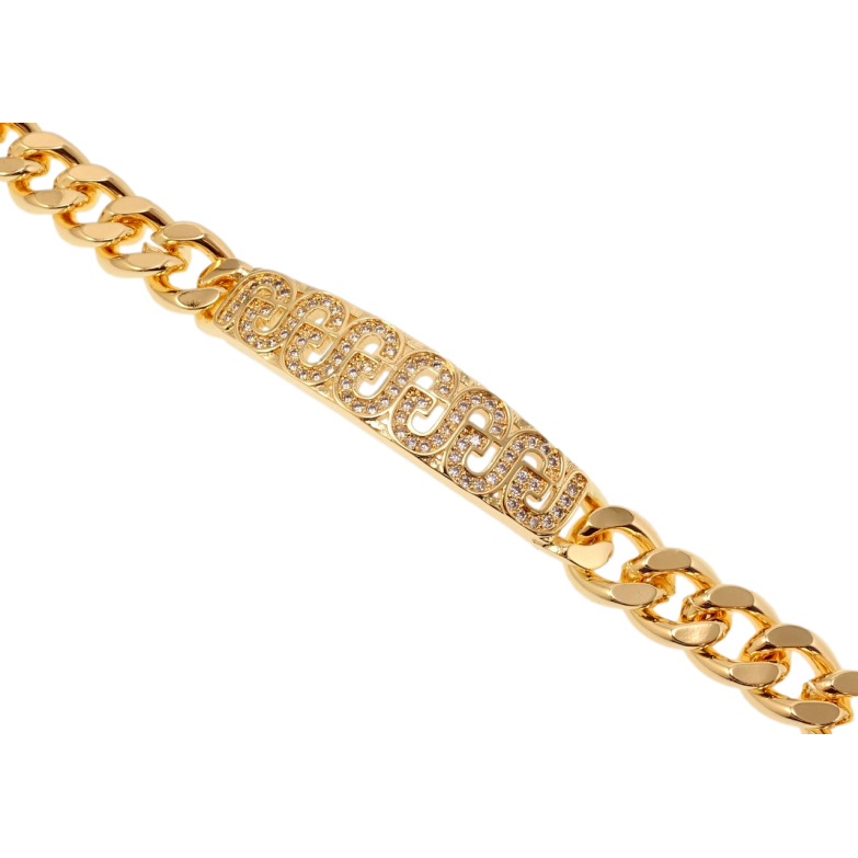 Браслет Xuping M&L Цвет 18K Плетение Панцирное и декоративная вставка с цирконием длинна 19см х 9мм фото №1