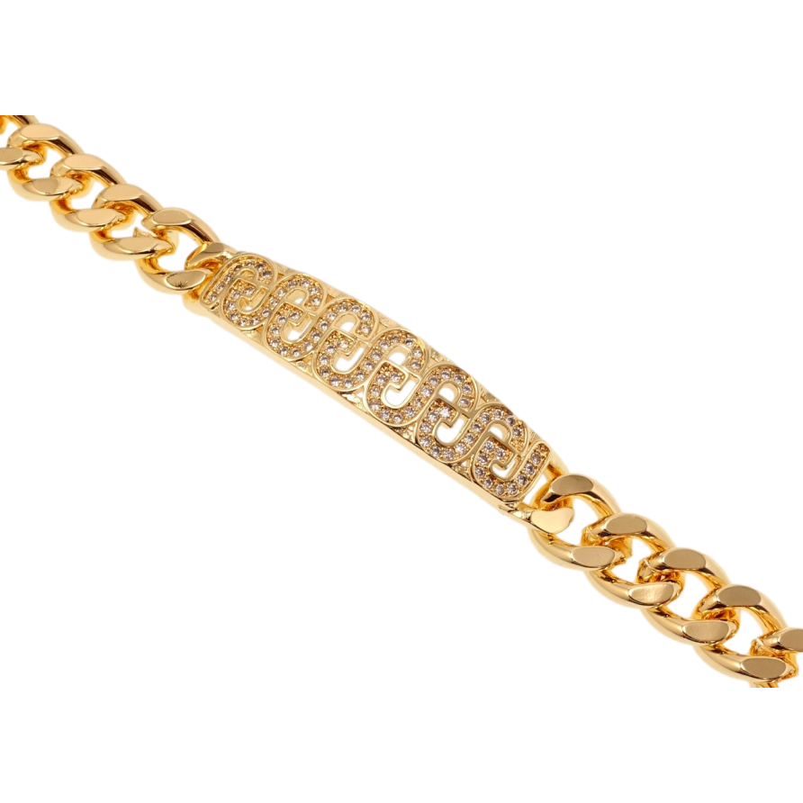 Браслет Xuping M&L Колір 18K Плетіння Панцирне та декоративна вставка з цирконієм довжина 19см х 9мм фото №1