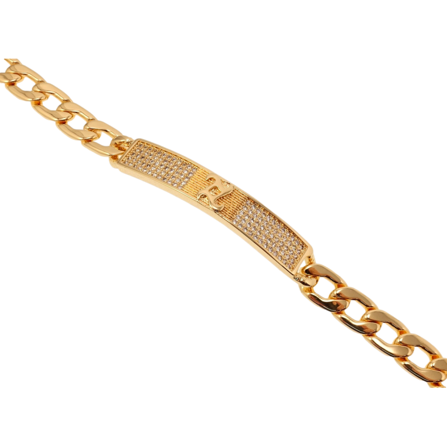 Браслет Xuping M&L Колір 18K Плетіння Панцирне та декоративна вставка з цирконієм довжина 19,5см х 7мм фото №1
