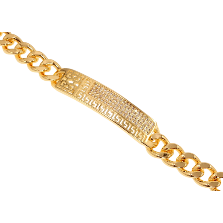 Браслет Xuping M&L Колір 18K Плетіння Панцирне та вставка з меандровим візерунком та цирконієм довжина 19см х фото №9