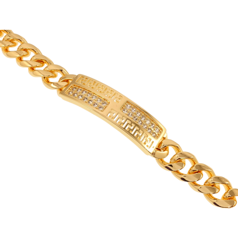 Браслет Xuping M&L Колір 18K Плетіння Панцирне та вставка з грецьким візерунком та цирконієм довжина 19см х фото №1