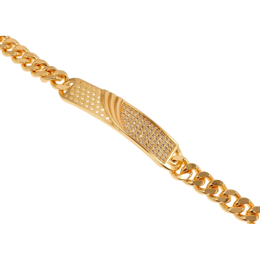 Браслет Xuping M&L Колір 18K Плетіння Панцирне та вставка з витонченим візерунком та цирконієм довжина 19,5см х фото №1