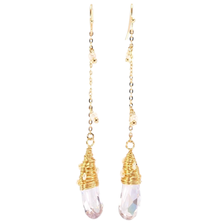 Серьги Xuping Позолота 18K французский замок Декоративные кристальные подвески на цепочке фото №1