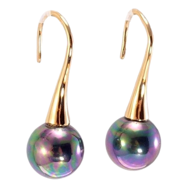 Сережки Xuping Позолота 18K французький замок Чорні перлини на дужках фото №1