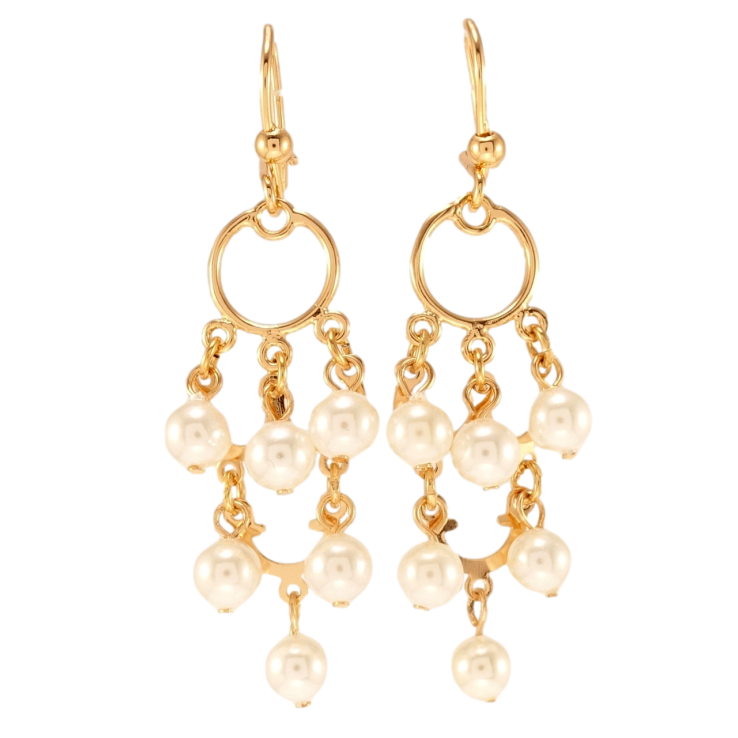 Сережки Xuping Позолота 18K французький замок Авангардні перлинні підвіски фото №20