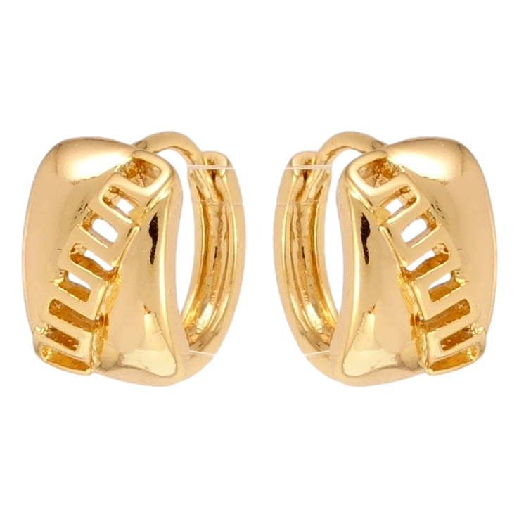 Серьги Xuping Позолота 18K колечки Диагональные меандровые линии фото №10