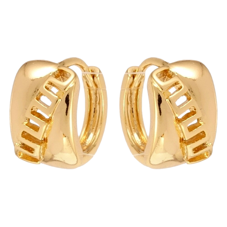Серьги Xuping Позолота 18K колечки Диагональные меандровые линии фото №2