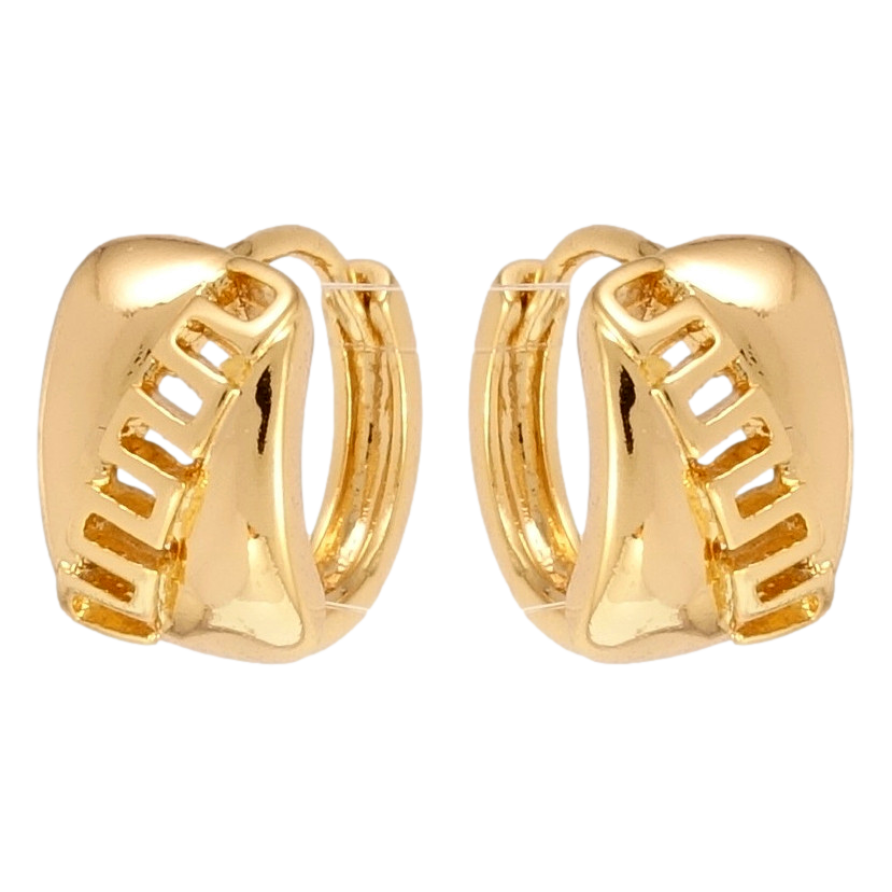 Серьги Xuping Позолота 18K колечки Диагональные меандровые линии фото №1