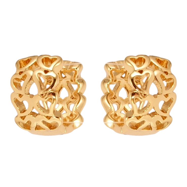 Серьги Xuping Позолота 18K колечки Резные сердечки фото №25