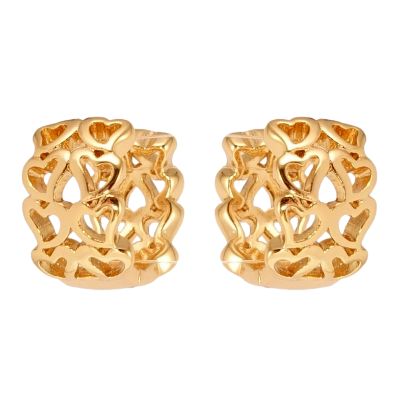 Серьги Xuping Позолота 18K колечки Резные сердечки фото №1