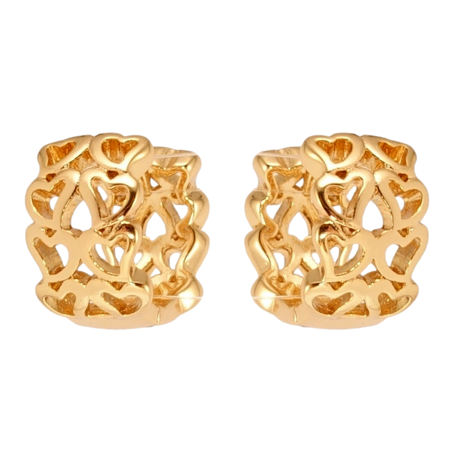 Серьги Xuping Позолота 18K колечки Резные сердечки фото №1