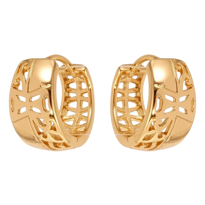 Сережки Xuping Позолота 18K колечка Декоративний різьблений орнамент фото №1