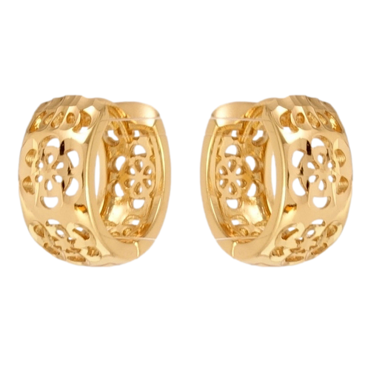 Серьги Xuping Позолота 18K колечки Цветочный резной орнамент фото №7