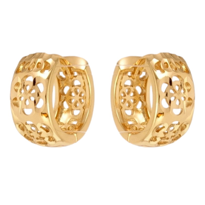 Сережки Xuping Позолота 18K колечка Квітковий різьблений орнамент фото №1