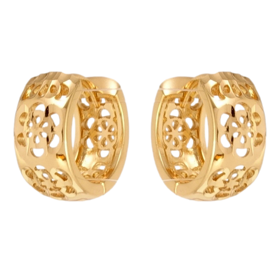 Серьги Xuping Позолота 18K колечки Цветочный резной орнамент фото №1