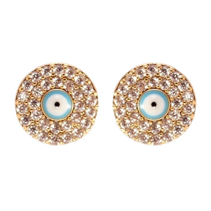 Сережки Xuping Позолота 18K пусети Блакитне Око Фатіми інкрустація цирконієм ø 8мм фото №20