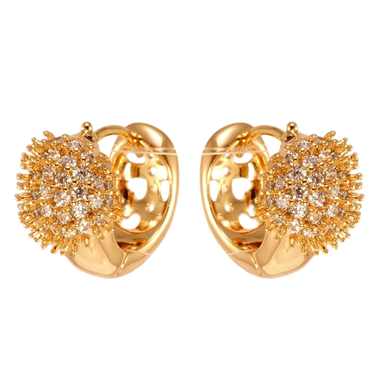 Серьги Xuping Позолота 18K колечки Ежики инкрустация цирконием фото №15