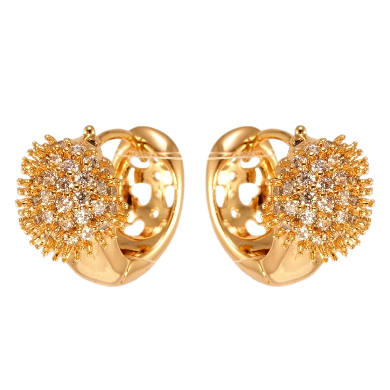 Серьги Xuping Позолота 18K колечки Ежики инкрустация цирконием фото №1
