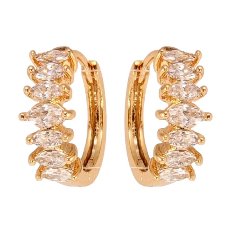 Серьги Xuping Позолота 18K колечки Дорожки кристаллов в огранке Маркиз фото №20