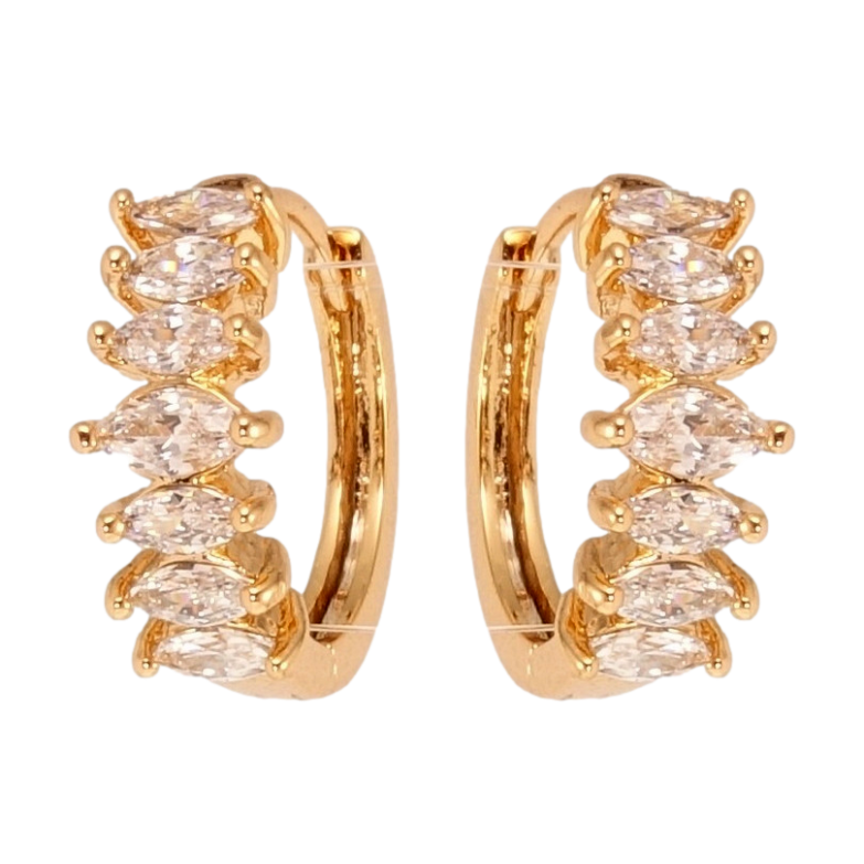 Серьги Xuping Позолота 18K колечки Дорожки кристаллов в огранке Маркиз фото №3