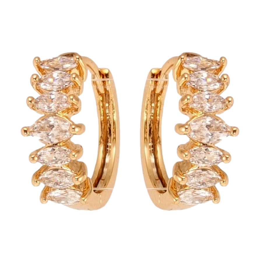 Серьги Xuping Позолота 18K колечки Дорожки кристаллов в огранке Маркиз фото №1