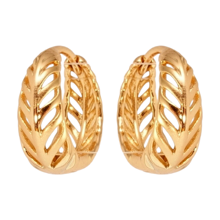 Серьги Xuping Позолота 18K колечки Резные перышки с напылением фото №2