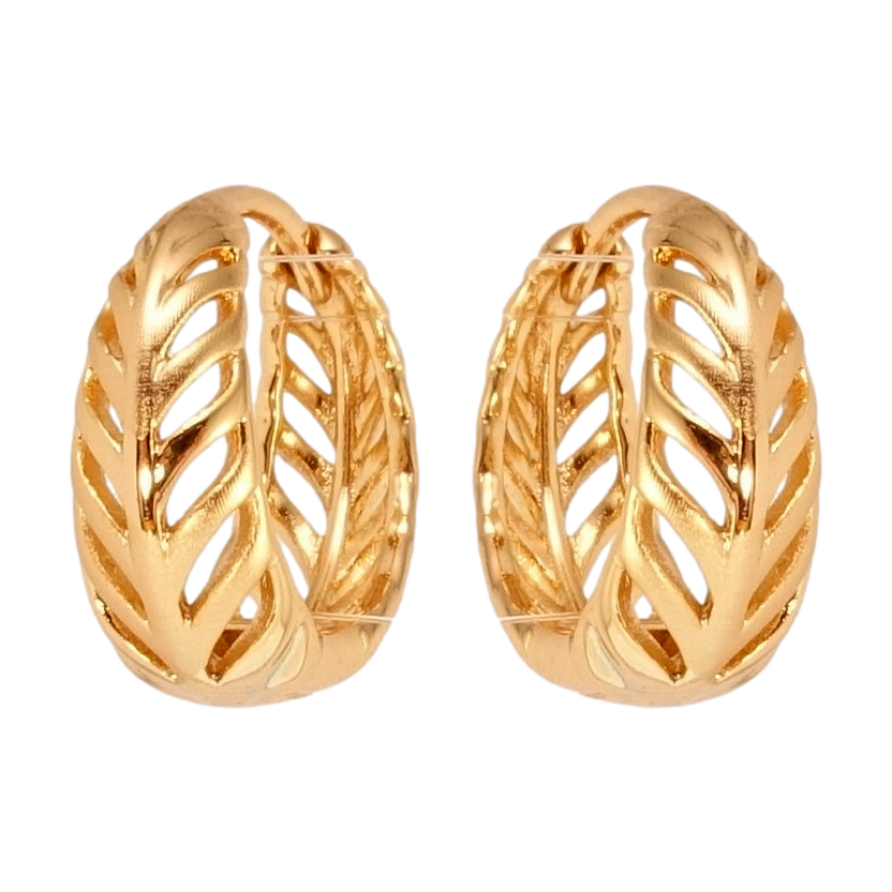 Серьги Xuping Позолота 18K колечки Резные перышки с напылением фото №1