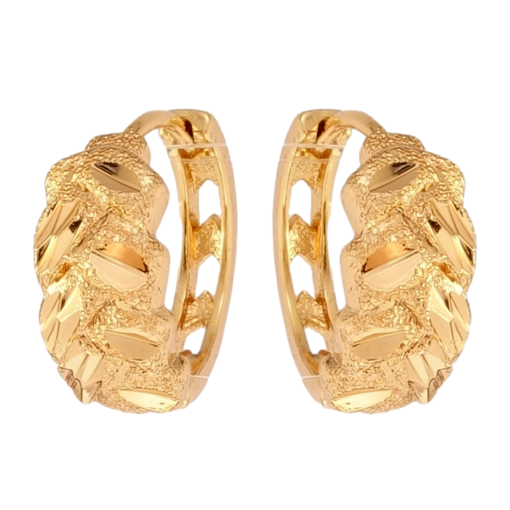 Серьги Xuping Позолота 18K колечки Косички с узором шагренью и насечками фото №13