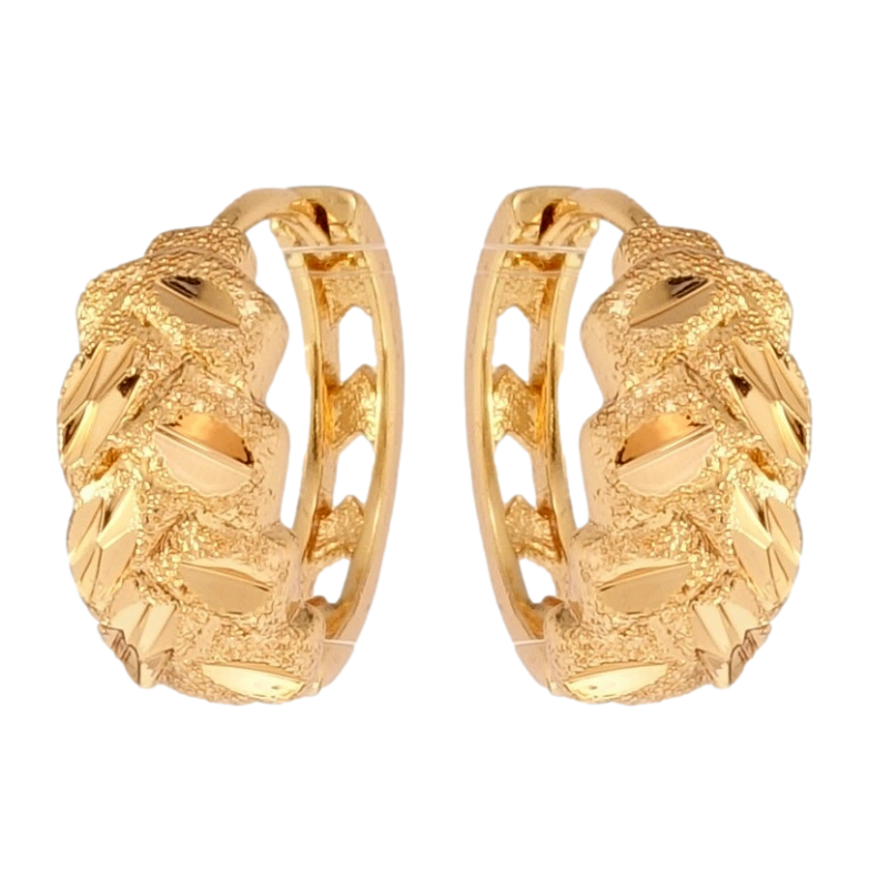 Серьги Xuping Позолота 18K колечки Косички с узором шагренью и насечками фото №1