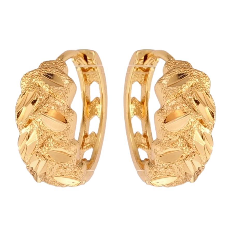 Серьги Xuping Позолота 18K колечки Косички с узором шагренью и насечками фото №1