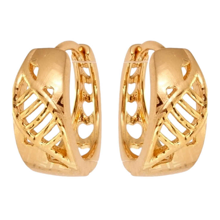 Серьги Xuping Позолота 18K колечки Резные листочки с меандровым узором напылением фото №5