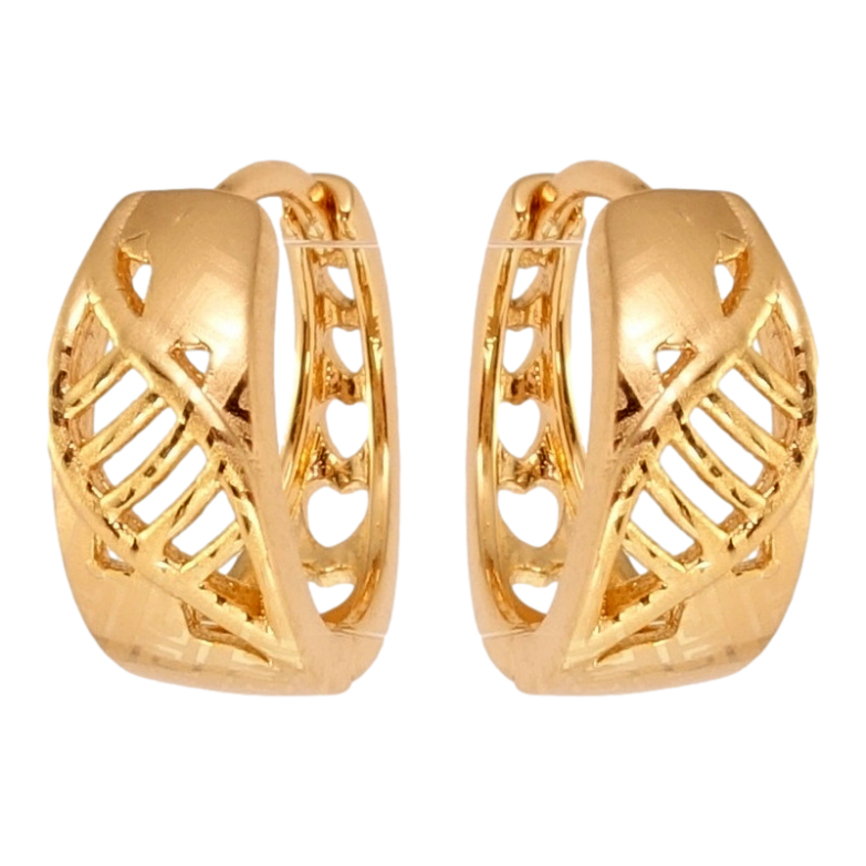 Серьги Xuping Позолота 18K колечки Резные листочки с меандровым узором напылением фото №1